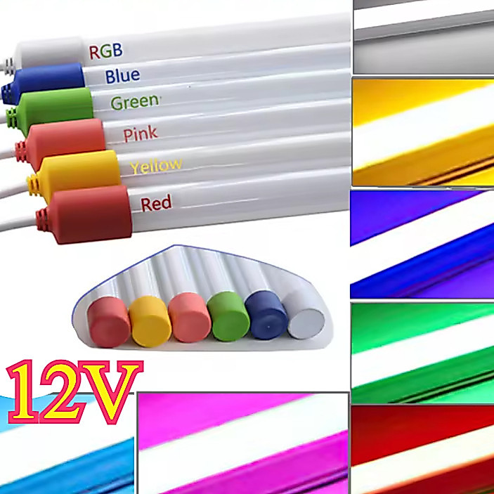 12V หลอดไฟ LED แบบ T8 ขนาด 1.2 เมตร สีพลาสติกใส กันน้ำได้ 12V