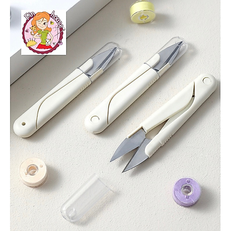 🧸กรรไกรตัดด้าย มีปลอกสวม กรรไกรก้ามปู ตัดไหม ขลิบผ้า ตัดขี้ด้าย แบบพกพา