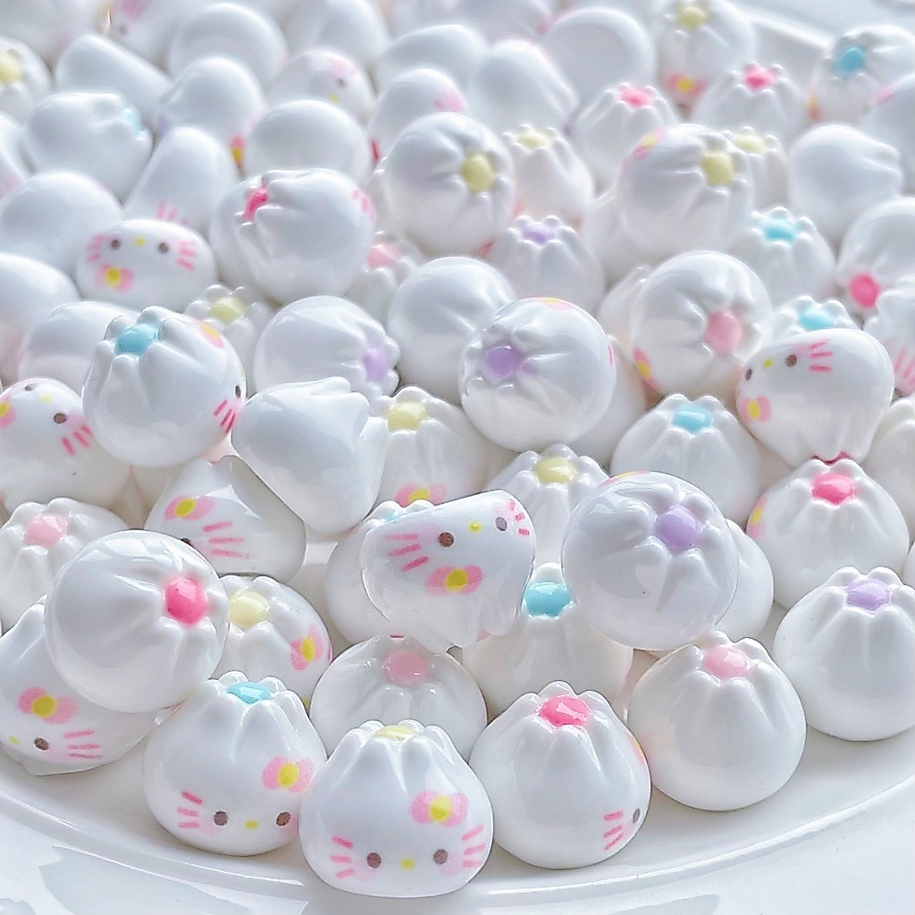 20 ชิ้น Mini Cat Baozi อาหารเช้าเรซิ่น Charms สําหรับ DIY (12-500)