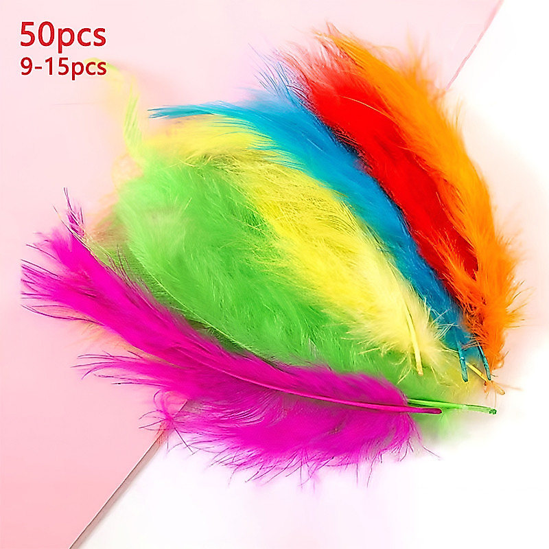 ขนนกขนาดเล็ก 9-15 ซม. 50 ชิ้น สีขาวตุรกีและดำ สำหรับงานฝีมือและตกแต่ง dreamcatcher หรืองานแต่งงาน