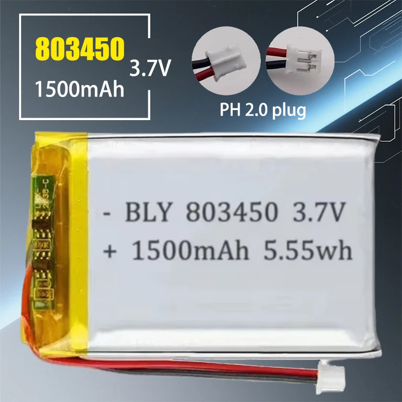 ใหม่ 3.7V 1500mAh 803450 Polymer Lithium Battery Li-Polymer แบตเตอรี่ชาร์จสําหรับเครื่องมือไฟฟ้า GPS