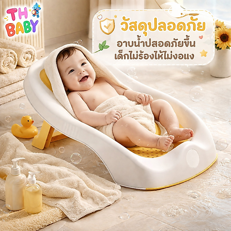 TH BABY เบาะรองอาบน้ำเด็ก ตาข่ายรองอาบน้ำ พับเก็บได้ กันลื่น ที่รองอาบน้ำเด็กเล็ก อ่างอาบน้ำเด็ก ปลอดภัย ไม่ลื่น