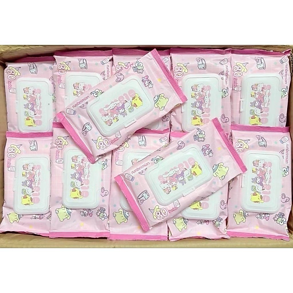 Miki.hp ทิชชู่เปียก Baby Wipes ˚ʚ ɞ˚ Sanrio 1 ห่อ มี 80 แผ่น ˚ʚ ɞ˚ ผ้านุ่มชุ่มชื่นขนาดพกพา พร้อมส่ง