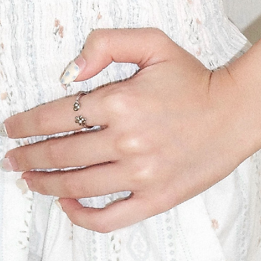 nice try studio -Lilies Love Ring แหวนดีเทลลายหัวใจและดอกไม้ กันน้ำ กันเหงื่อ ไม่ลอก ไม่ดำ