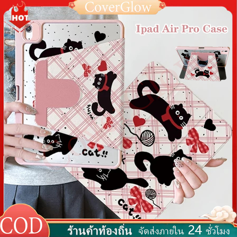 จัดส่งจากกรุงเทพฯ เคสipad การหมุน 360 องศา ลูกแมว Pro13 Gen11 Air7/6 11 Gen12 โบว์ริบบิ้น caseipad