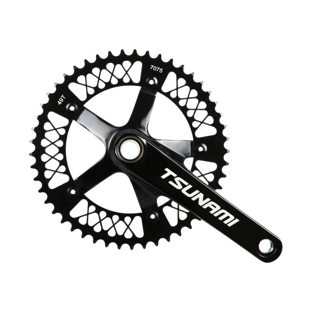 TSUNAMI Aluminium Alloy Hollow One - piece Crankset Chainring - 144BCD, 49T, เหมาะสําหรับ Track Bike