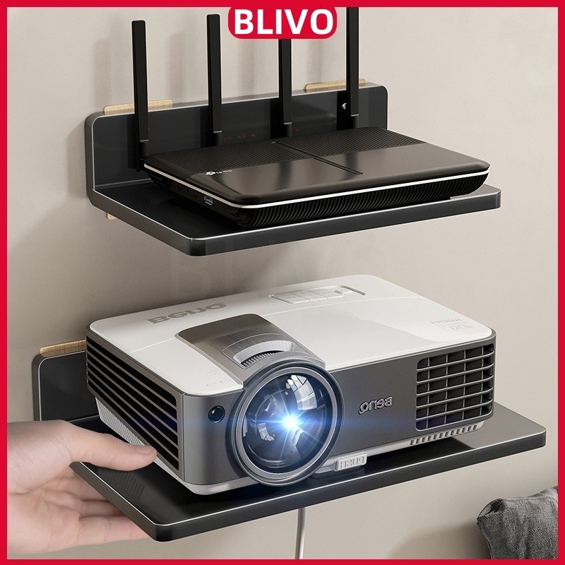 BLIVO ชั้นวางเราเตอร์ โปรเจคเตอร์ชั้นวางติดผนัง ชั้นวางโปรเจคเตอร์ ดีไซน์กลวง ไม่ต้องเจาะ