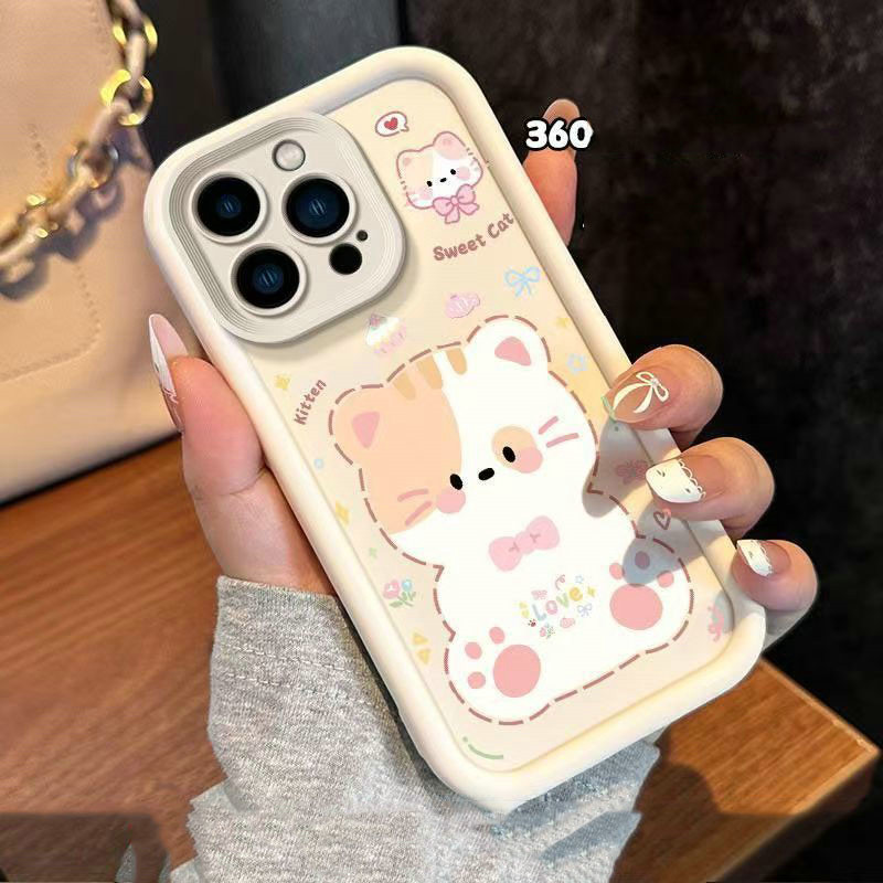 JG| เคสสำหรับ OPPO Reno 3 4 5 6 7 8 4F 5F 5Z 6Z 7Z 8Z 8T 10 11 12 13 Pro Plus 11F 12F 13F เคสโทรศัพท์แบบนิ่ม ลายคู่รัก สร้างสรรค์ แมว กระจกแต่งหน้า ป้องกันเลนส์แบบเต็มรูปแบบ - รูปที่ 4