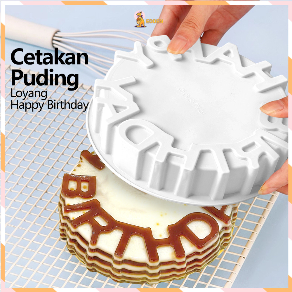 Edden Jelly Pudding Mold Happy Birthday แม่พิมพ์ฟองน้ํานึ่ง 21CM