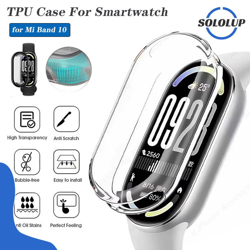 กรณีกันชน TPU อ่อน for Smartwatch Xiaomi Mi Band 10 กีฬาป้องกันหน้าจอ อุปกรณ์เสริมป้องกันกันชน for Miband 10 NFC