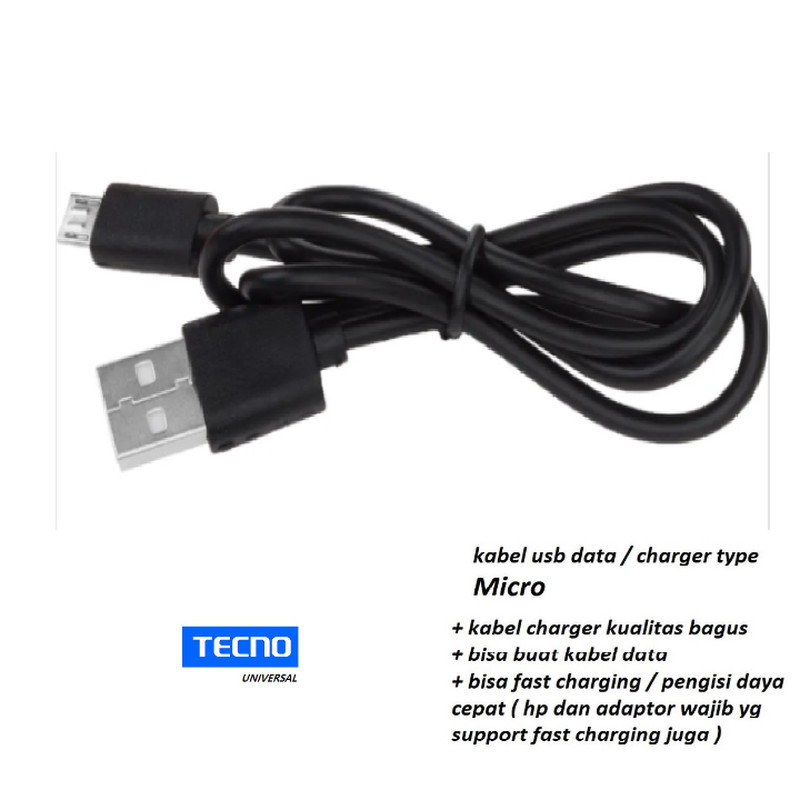 (สีดํา) แท่นชาร์จสาย Usb micro tecno POP 3 (BB2) - POP 3 PLUS (BB4)