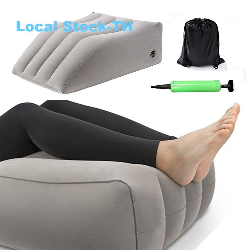 【SayTH✨1-3 วัน】หมอนลิ่มขา การท่องเที่ยว+ปั๊มมือ+กระเป๋าเก็บ,หมอนลิ่มพอง, หมอนยกขาผ่อนคลายเท้าซักได้, เบาะเข่าสบายแบบพกพา