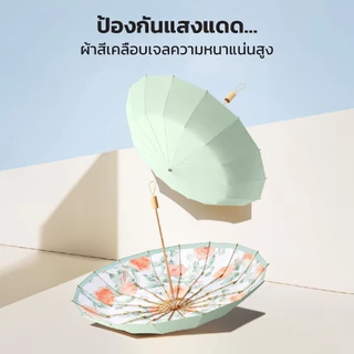 NIJIKO ร่มพับ 3 ตอน โครง8ก้าน ด้ามไม้ UV99.8% UPF50+ ลายภาพวาด สำหรับกันแดดและฝน