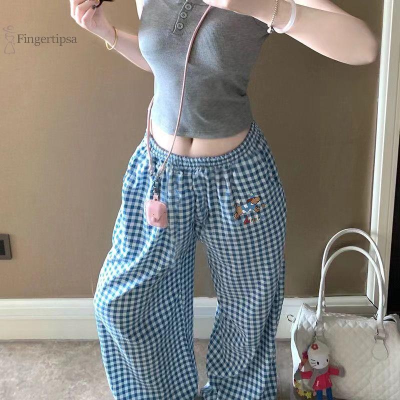 กางเกงเอวสูงทรงหลวมแบบ Polka Dot น่ารักสำหรับใส่ลำลองของผู้หญิง - รูปที่ 3