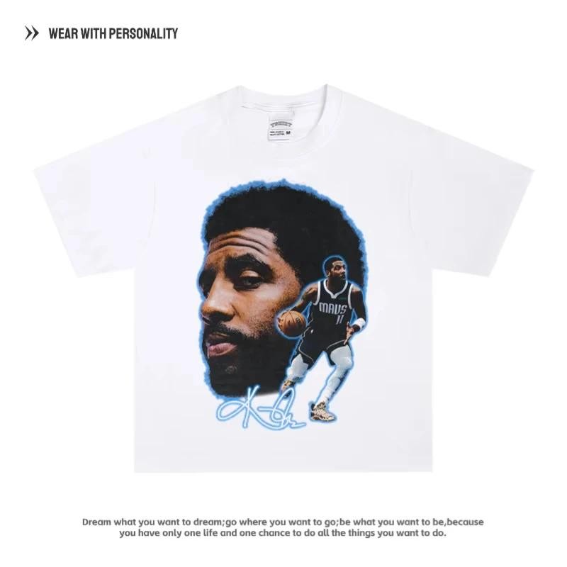 Kyrie Irving Basketball Star Casual Printing T-shirt Mens and Womens Small Neckline Short Sleeves
