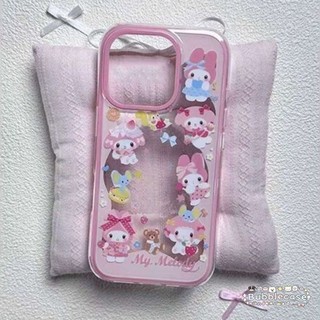 เคสไอโฟน 16 สำหรับ IPhone 11 13 12 15 14 Pro Max 7 15 8 16 Plus X XR XS Max SE 2020 ผ้าคลุมสตรอเบอร์รี่โบว์เมโลดี้หวาน