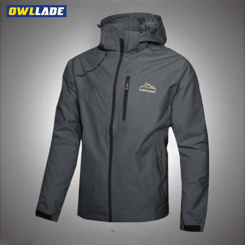 OWLLADE ขี่มอเตอร์ไซค์ Bomber Rider เสื้อแจ็คเก็ตเสื้อกันลมกันน้ําสําหรับผู้ชายกันรอยขีดข่วน 1898 สีเทาเข้ม E05 2T