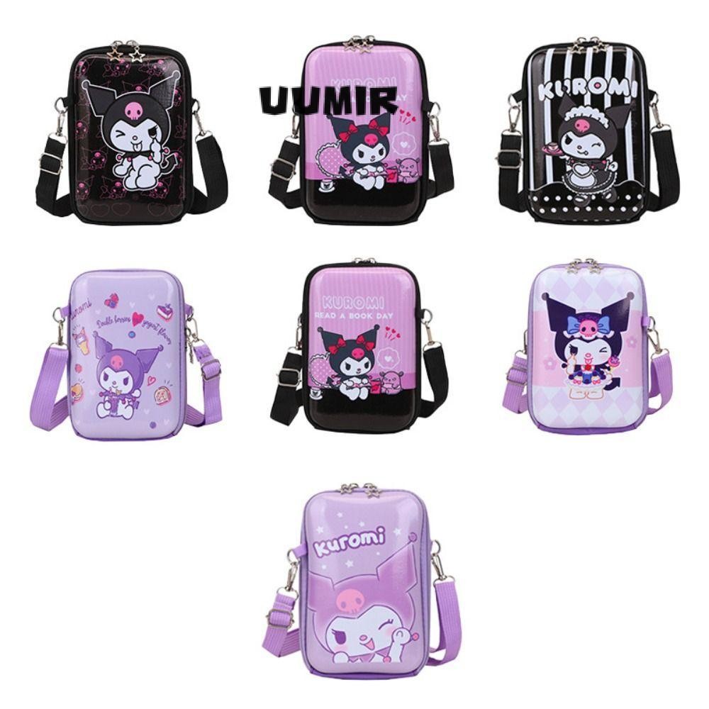 UUMIR กระเป๋าสะพาย,กันน้ํา PVC Kulomi Hard Shell Messenger Bag,คุณภาพสูง Kuromi การ์ตูนอะนิเมะกระเป๋าสะพาย