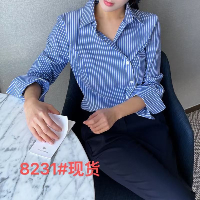 Niche Design เกาหลีเสื้อแขนยาวลายไม่สม่ําเสมอ Slim-Fit เสื้อฝรั่งเศสเวอร์ชั่นเกาหลีเสื้อ I Mink Happ