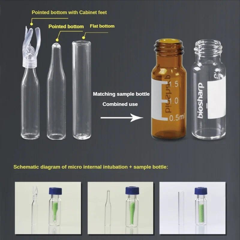 6 มม. Biosharp Vial Micro Insert Conical Scientific Laboratory Vials 100 ชิ้น/กล่องสําหรับใช้กับ Via