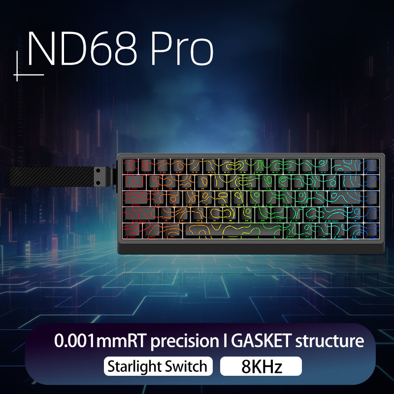 ND68 Pro Magnetic Switch คีย์บอร์ดแบบมีสาย RT0.001 มม. Rapid Trigger 8000HZ 68 คีย์สําหรับเล่นเกม Es