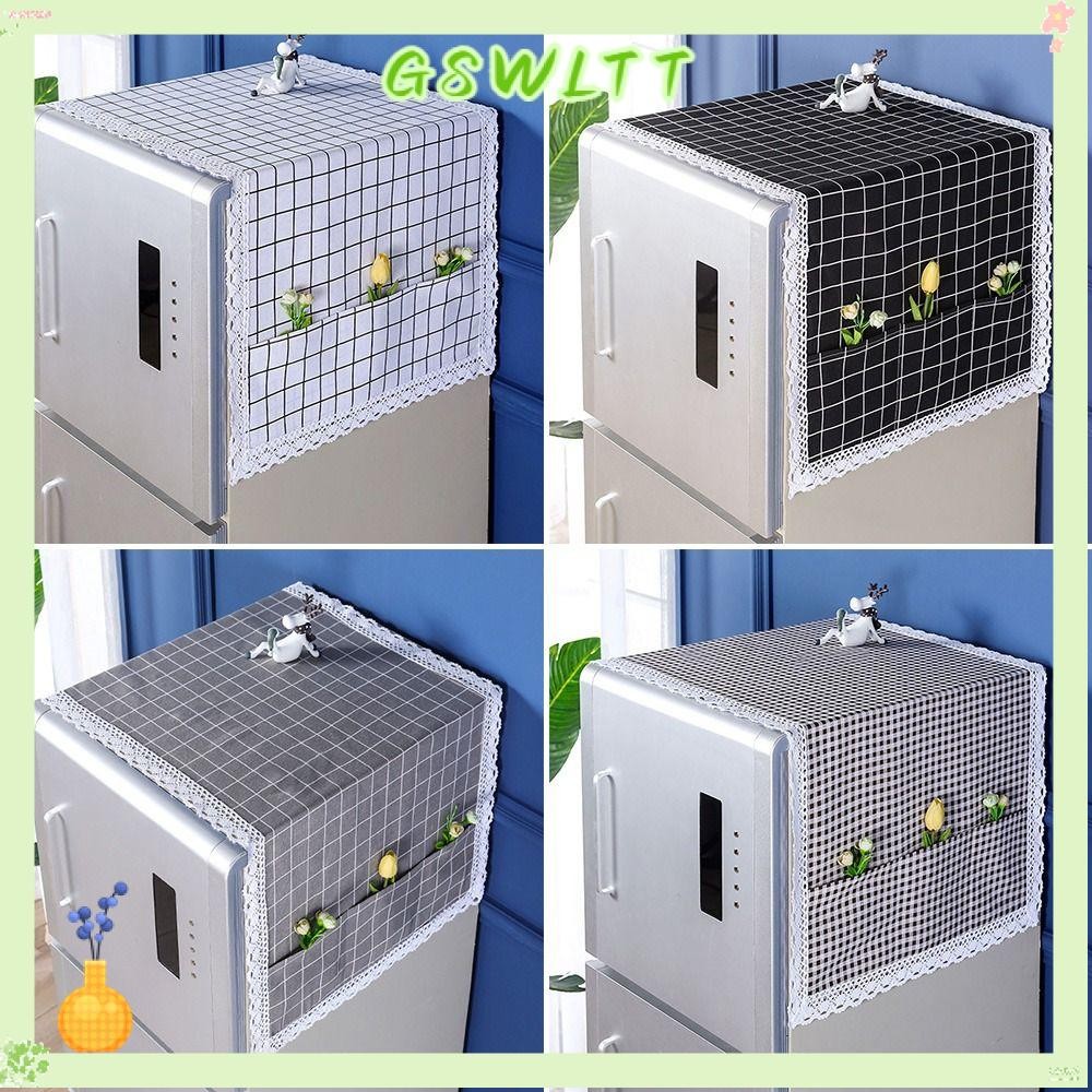 ผ้าคลุมกันฝุ่นขนาด 55 x 130 ซม. ทำจากผ้าฝ้ายลินิน มีกระเป๋าเก็บสำหรับตู้เย็น