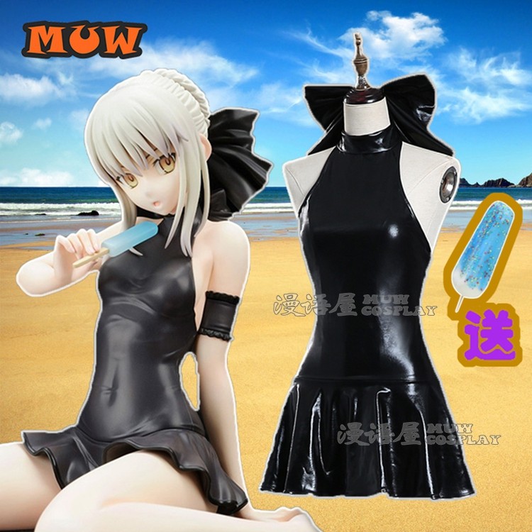 ชุดว่ายน้ำ cosplay Black Saber จาก Fate My King สำหรับผู้หญิง ออกแบบมาให้สวมใส่ในสถานที่แช่น้ำร้อนได