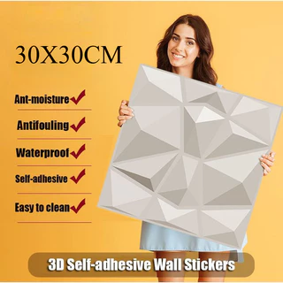 🔥Big Sale🔥30cm แผ่นวอลเปเปอร์ 3D ติดผนัง ปูพื้นห้องนอน สติ๊กเกอร์ติดผนังแบบมีกาวในตัว สติ๊กเกอร์ติดผ