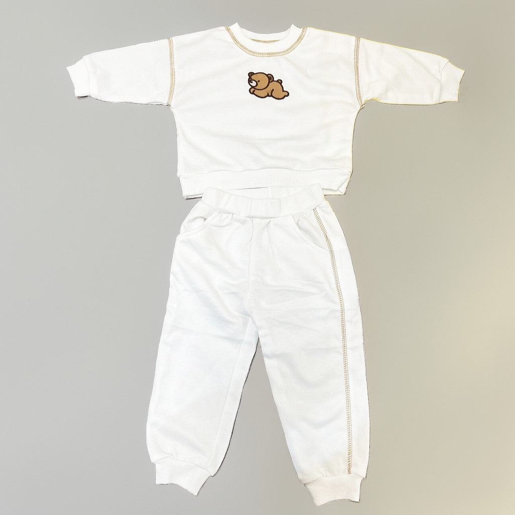 ชุดเด็กแขนยาว หมีนอน สีขาวL 100 ซม. (2Y-3Y) RB230904-30A(L)