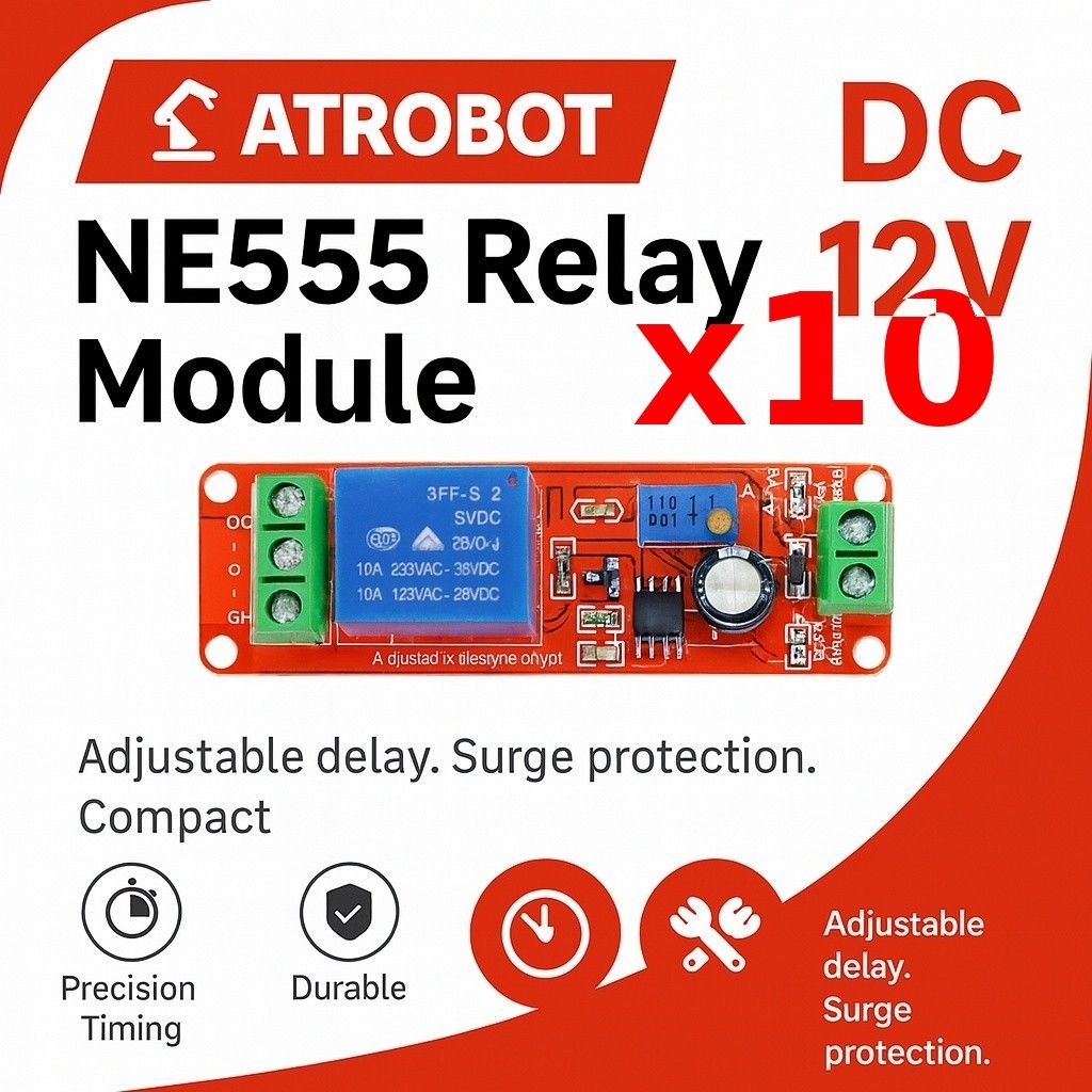 NE555 โมดูลรีเลย์หน่วงเวลาโมโนสเตเบิล ปรับ 0-10 วิ