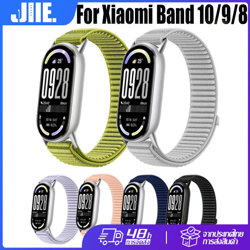 สำหรับ Xiaomi Mi Band 10 9 8 สายถักไนลอน Xiaomi Mi Band 10 9 8 กีฬานุ่มระบายอากาศสายรัดข้อมือ Mi Ban