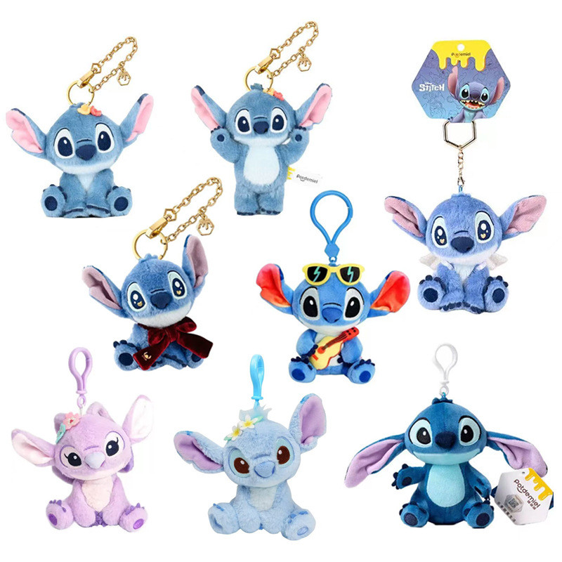 Disney ได้รับอนุญาตอย่างเป็นทางการ Stitch Lilo และ Stitch พวงกุญแจตุ๊กตาน่ารัก Stitch Angel พวงกุญแจ