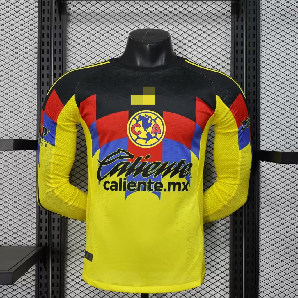2025-26 Club De Futbol América SA เสื้อฟุตบอลรุ่นผู้เล่นสีขาวแขนยาว De CV Home – ที่ปรับแต่งได้คุณภา