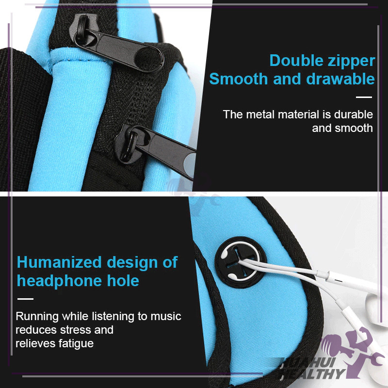 ปลอกแขนใส่มือถือ กระเป๋าวิ่ง 2ช่อง มีรูหูฟัง กันน้ำได้ ขนาดเล็ก เหมาะกับการวิ่ง เล่นกีฬากลางแจ้ง ฟิตเนส - รูปที่ 4