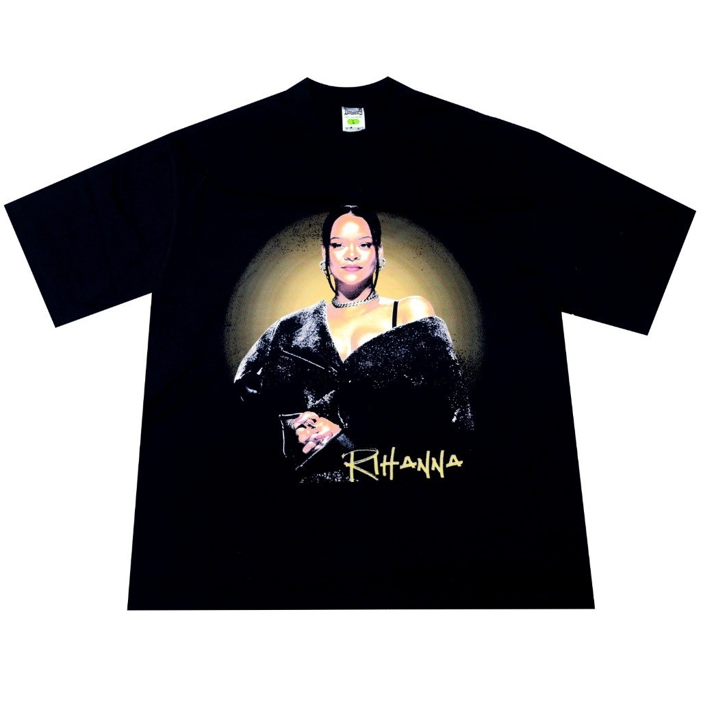 RIHANNA MUSIC LEGEND OVERSIZE COMBED 20S เสื้อยืดสีดํา DTF FULL TAG & LABEL CSR SHOP