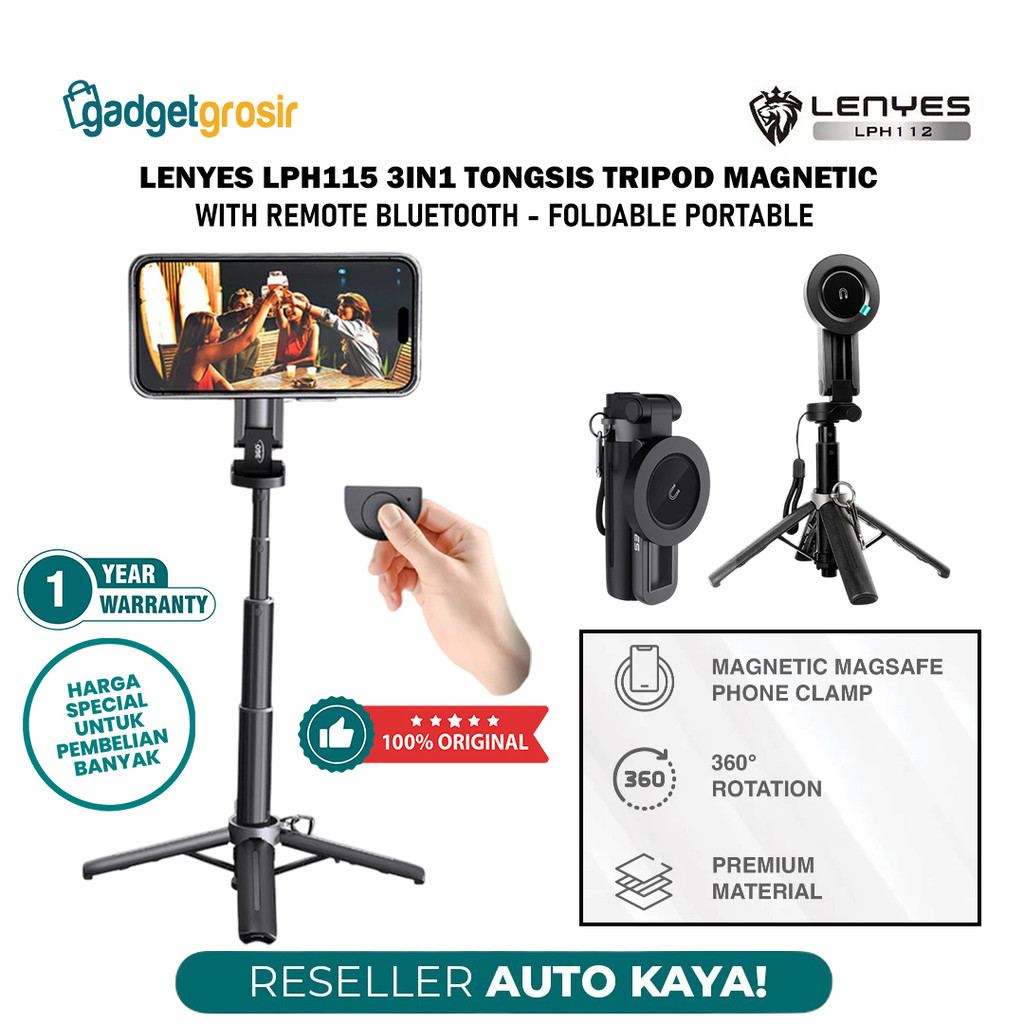 Lenyes แหนบ 3IN1 Mini ขาตั้งกล้อง HP Magnetic LPH115/คลิป LPH112 พับแบบพกพาผู้ถือ Handphone ผู้ถือ M