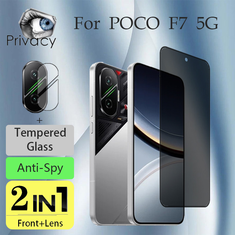 2 in 1 Poco F7 กระจกนิรภัย Anti-peeping ป้องกันหน้าจอสําหรับ Xiaomi Poco M7 X6 F6 M6 F5 Pro 4G 5G