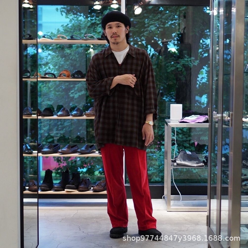 Needles track Joint Name velvet Velvet Embroidered Retro Casual Sports Pants