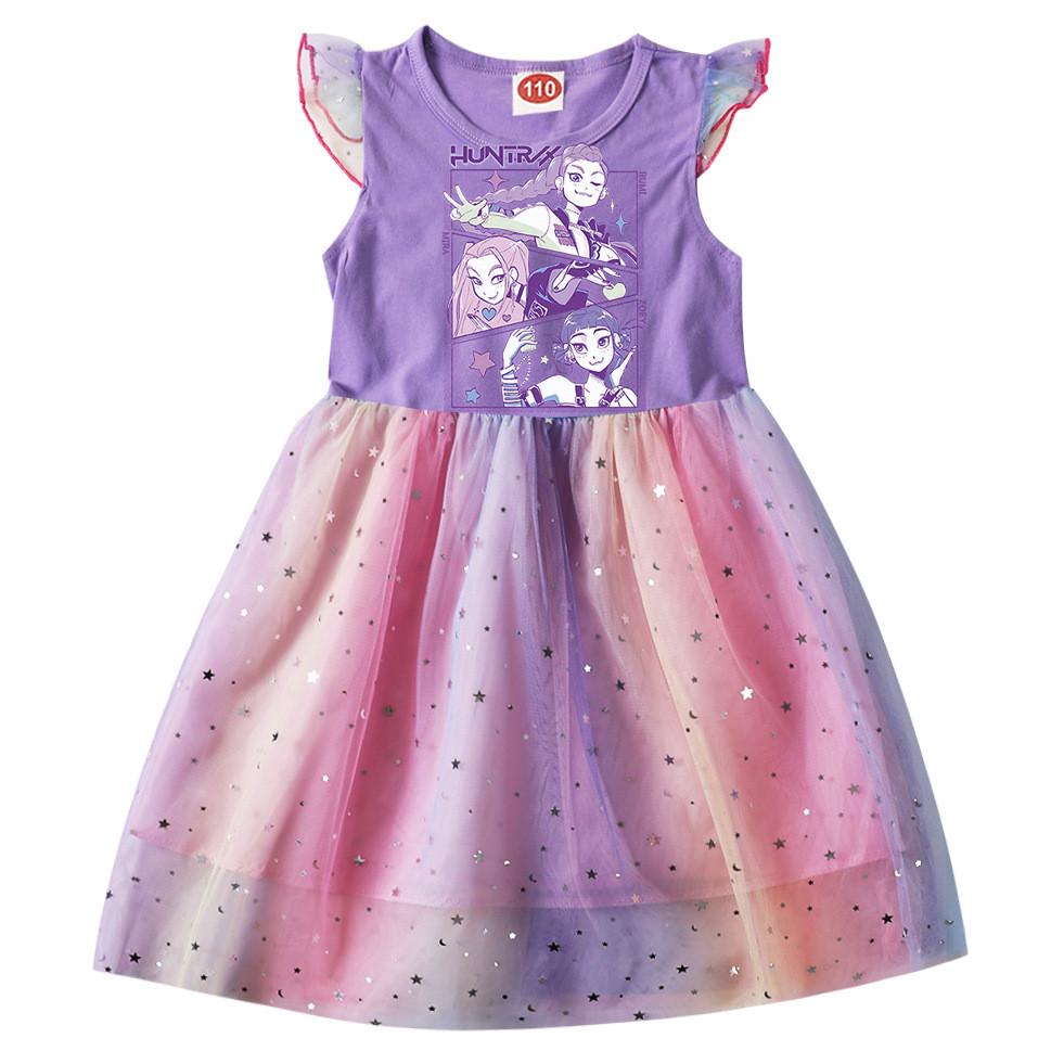 Girls Vintage Dresses kpop demon hunters Hunttrix Rumi Mira Zoey Anime Kids Party Dress