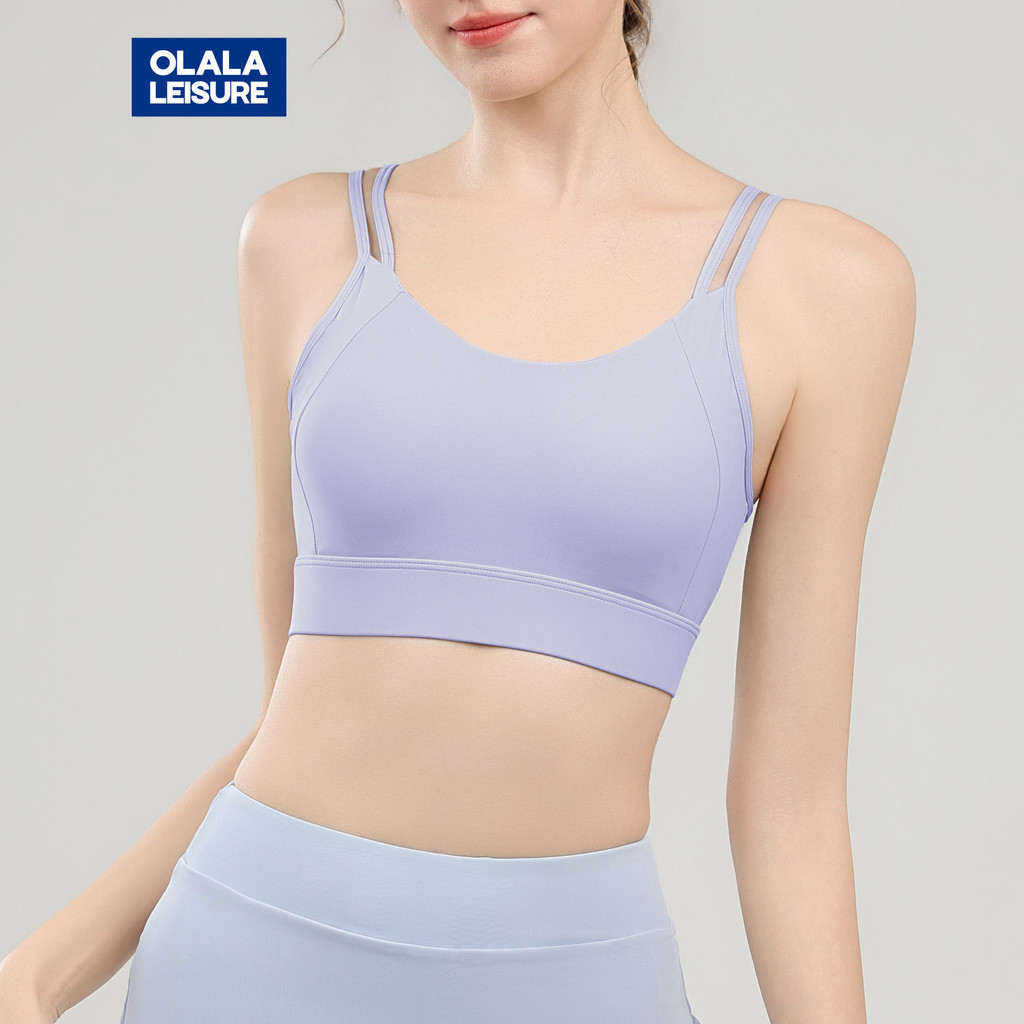 Olala Leisure Yoga Sports Bra Fixed Pads Back Buckle Double Slings Good Support