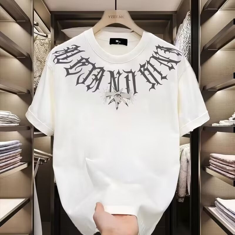 2025 NEW 2025 Heavyweight Youth Trendy American Style T-Shirt Cool Printed Men's Short Sleeve Summer