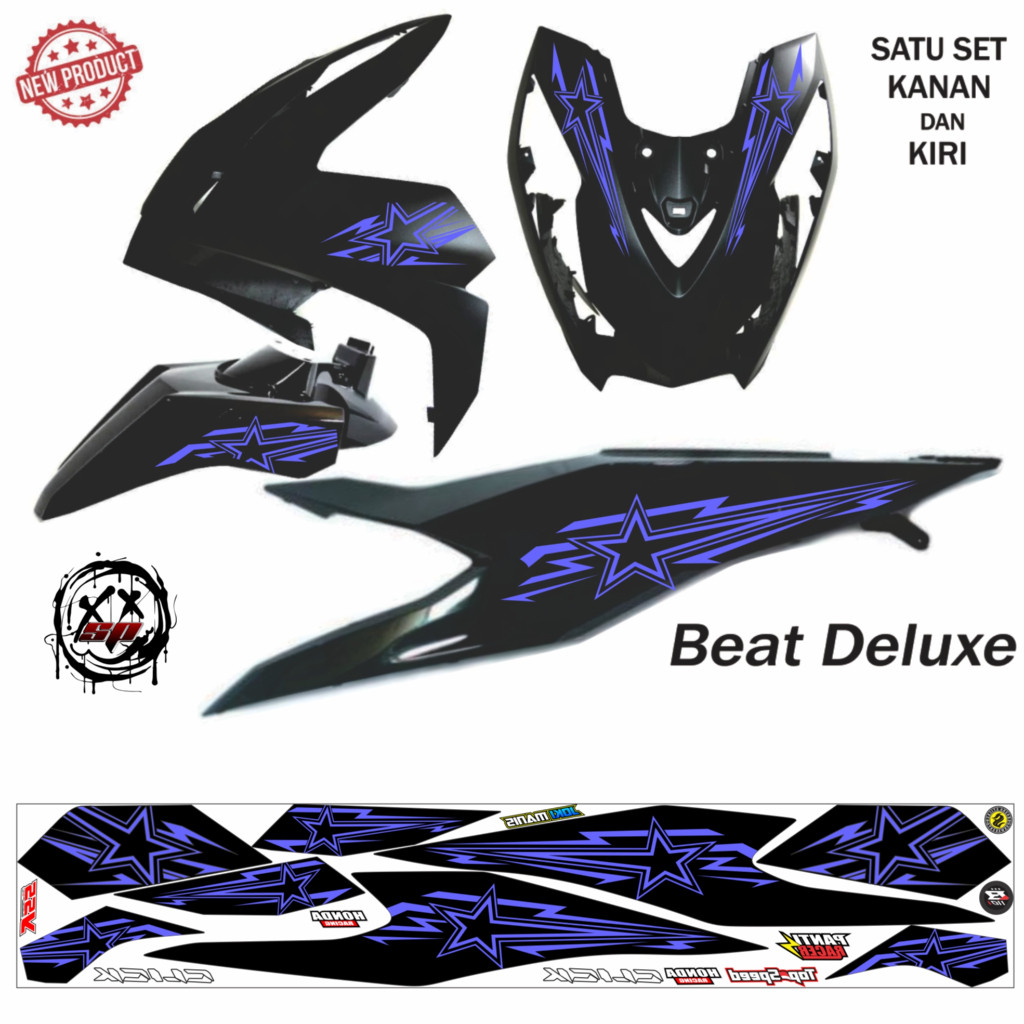BEAT DELUX BINTANG VARIATION STRIPING STICKER HONDA BEAT DELUX VINYL B1 MOTORCYCLE STRIPING