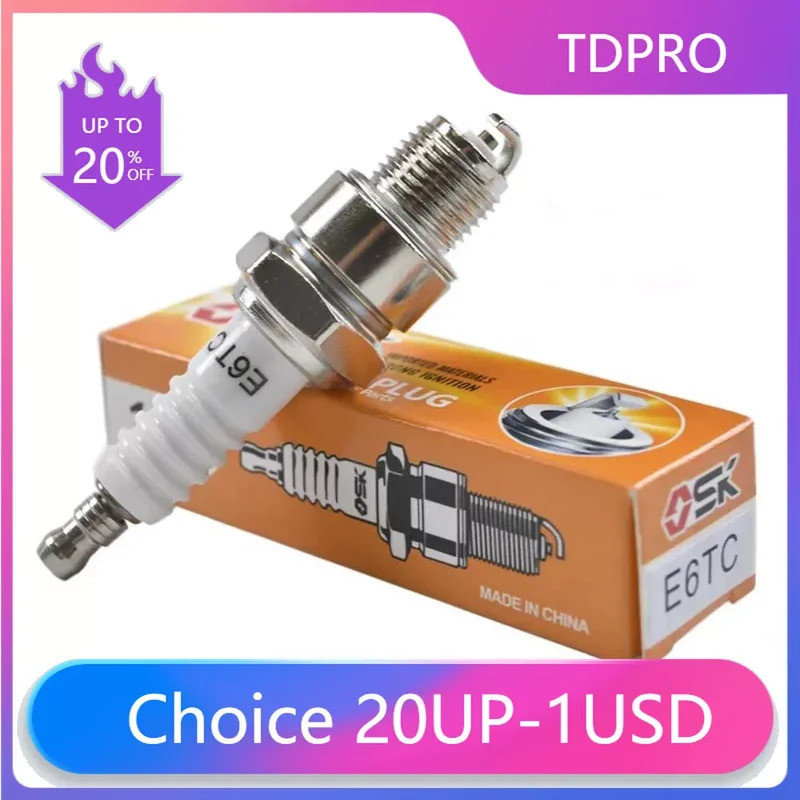 1x E6TC รถจักรยานยนต์จุดระเบิด Spark Plugs Sparking Plug สําหรับ Yamaha 49cc 60cc 66cc 80cc มอเตอร์จ