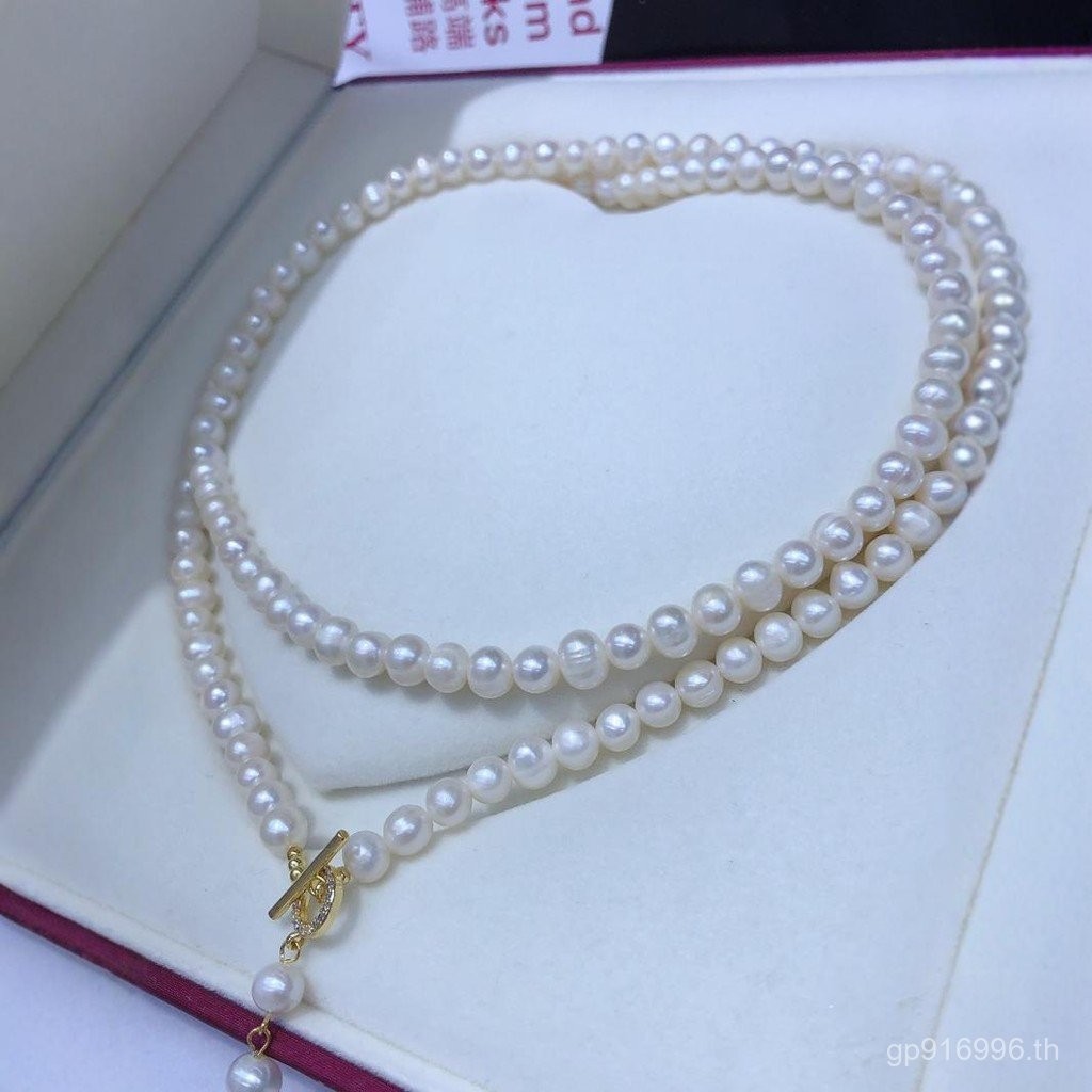 สร้อยคอมุก Ot Buckle ขนาด6-7 มม. อินเทรนด์ เหมาะเป็นของขวัญวันแม่