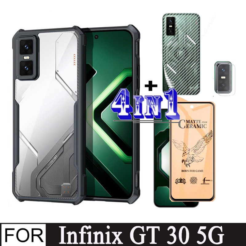 4In1 Infinix GT 30 5Gเคสโทรศัพท์กันกระแทกสําหรับInfinix GT 30 Pro GT 20 ProเซรามิคFrostedฟิล์ม + ฟิล