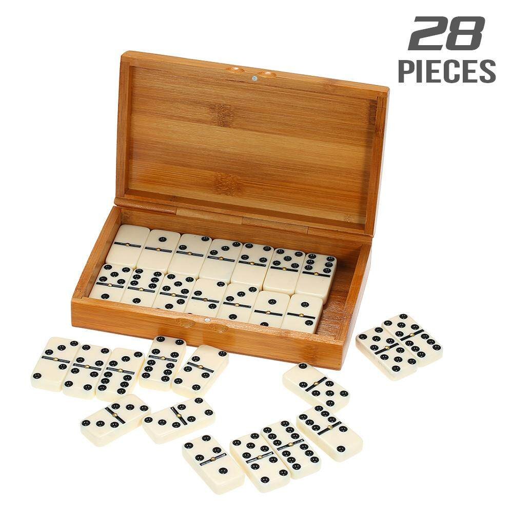 Double Six Dominoes Set Entertainment เกมการเดินทางเพื่อการพักผ่อนของเล่นจุดสีดํา Dominoes