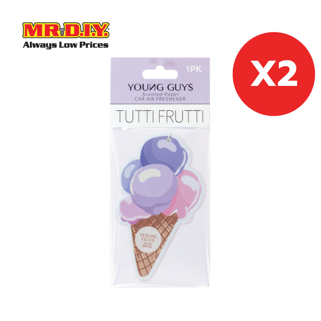 [2 แพ็ก] YOUNG GUYS แผ่นน้ำหอมปรับอากาศ รูปไอศกรีม กลิ่น Tutti Frutti