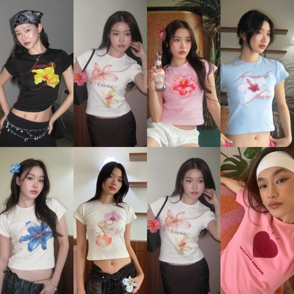 COD✅ (จัดส่งในกรุงเทพฯ) MAO Shop เสื้อที-เชื่อผ้าฝ้ายแบบอเมริกันสำหรับผู้หญิง สไตล์แขนสั้น สีซันมีการพิมพ์ลายลักษณะ สำหร