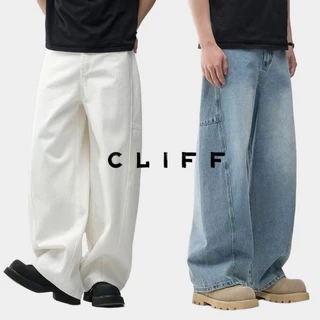 CLIFF- กางเกงยีนส์วินเทจสไตล์ญี่ปุ่น ขากว้าง คลาสสิกแมทช์ลุคง่าย แบบหลวม เอวสูง ยอดนิยม รุ่นคู่รัก พร้อมส่ง