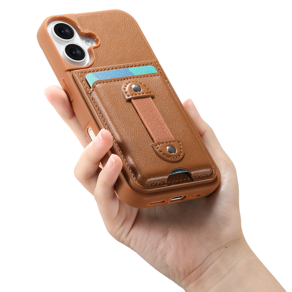 PU ฝาครอบโทรศัพท์กรณีช่องใส่การ์ดพร้อมสายรัดข้อมือสําหรับ Vivo X200 X200S Y29 Y29S Y300 YO4 PLUS Pro